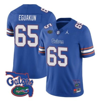 Kingsley Eguakun Jersey #65 Florida Gators Vapor Limited College Football Royal
