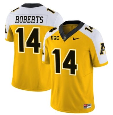 Kanye Roberts Jersey #14 Appalachian State Mountaineers Vapor Limited College Football Yellow Alternate