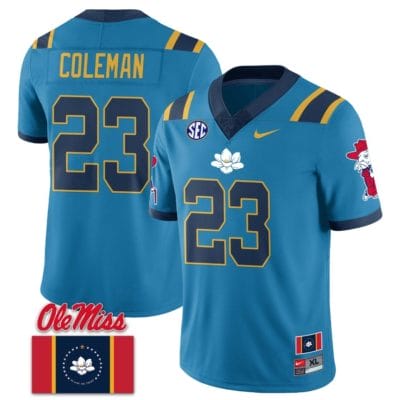 Khari Coleman Jersey #23 Ole Miss Rebels Football Ole Miss Flag All Stitched Blue 1