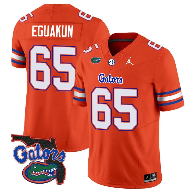 Kingsley Eguakun Jersey #65 Florida Gators Vapor Limited Florida Map College Football Orange 1 Kingsley Eguakun Jersey #65 Florida Gators Vapor Limited Florida Map College Football Orange