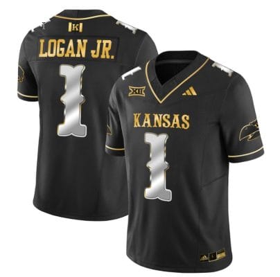 Kenny Logan Jr Jersey #1 Kansas Jayhawks Blackhawk Gold Vapor Football Black Limited 8 Kenny Logan Jr Jersey #1 Kansas Jayhawks Blackhawk Gold Vapor Football Black Limited