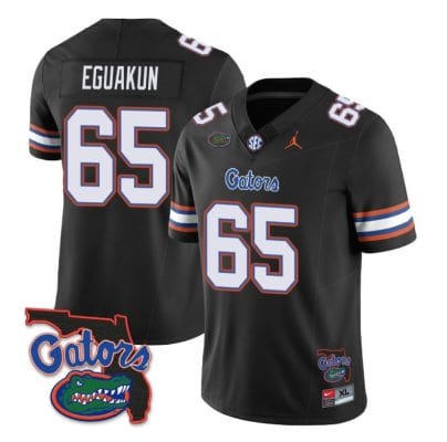 Kingsley Eguakun Jersey #65 Florida Gators Vapor Limited College Football Black