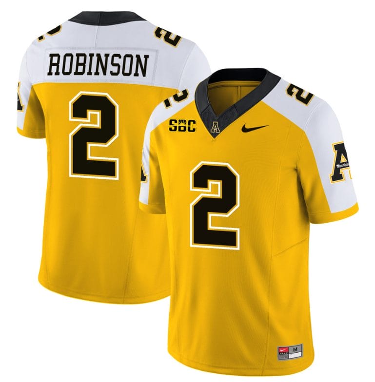 Kaedin Robinson Jersey #2 Appalachian State Mountaineers Vapor Limited College Football Yellow Alternate 1 Kaedin Robinson Jersey #2 Appalachian State Mountaineers Vapor Limited College Football Yellow Alternate