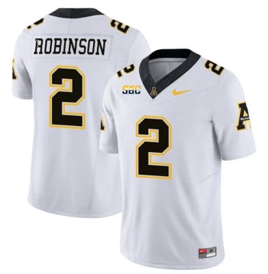 Kaedin Robinson Jersey #2 Appalachian State Mountaineers Vapor Limited College Football White 8 Kaedin Robinson Jersey #2 Appalachian State Mountaineers Vapor Limited College Football White