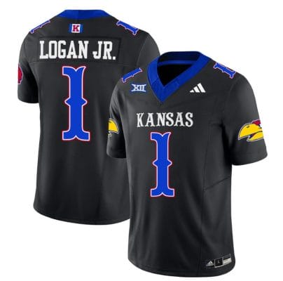Kenny Logan Jr Jersey #1 Kansas Jayhawks Blackhawk Vapor Limited Football Black