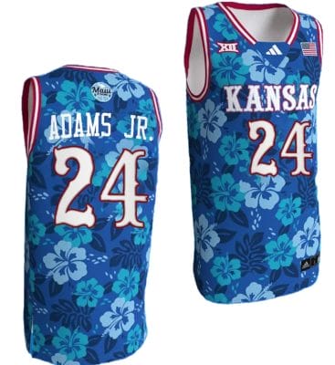 KJ Adams Jr Jersey #1 Kansas Jayhawks Bill Self Game College Basketball Blue Maui Strong 8 KJ Adams Jr Jersey #1 Kansas Jayhawks Bill Self Game College Basketball Blue Maui Strong