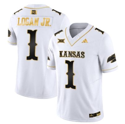 Kenny Logan Jr Jersey #1 Kansas Jayhawks Blackhawk Gold Vapor Football White Gold