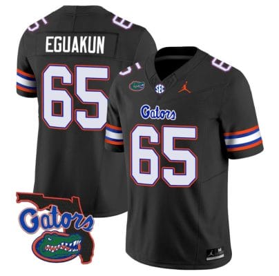 Kingsley Eguakun Jersey #65 Florida Gators Vapor Limited Florida Map College Football Black