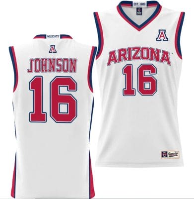 Keshad Johnson Jersey #16 Arizona Wildcats NIL College Basketball Lightweight White