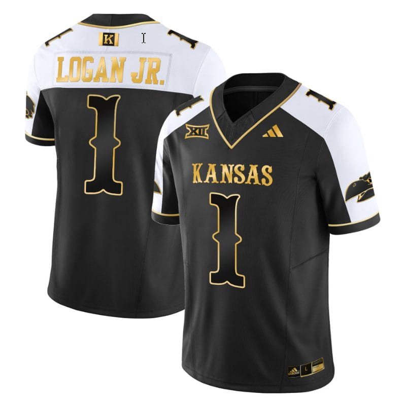 Kenny Logan Jr Jersey #1 Kansas Jayhawks Blackhawk Gold Vapor Football Alternate 1 Kenny Logan Jr Jersey #1 Kansas Jayhawks Blackhawk Gold Vapor Football Alternate