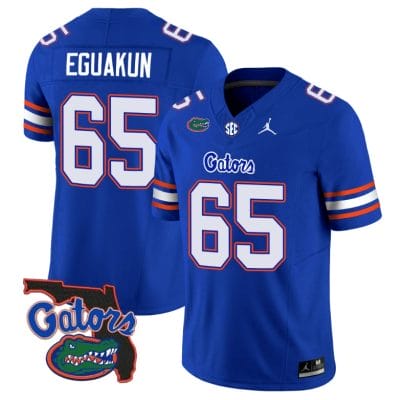 Kingsley Eguakun Jersey #65 Florida Gators Vapor Limited Florida Map College Football Royal