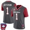 KJ Jefferson Jersey #1 Arkansas Razorback Football Arkansas State Patched All Stitched Red Sleeves
