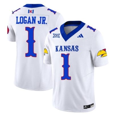 Kenny Logan Jr Jersey #1 Kansas Jayhawks Blackhawk Vapor Limited Football White