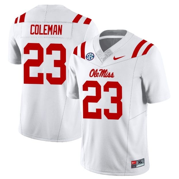 Khari Coleman Jersey #23 Ole Miss Rebels Football All Stitched White 1 Khari Coleman Jersey #23 Ole Miss Rebels Football All Stitched White