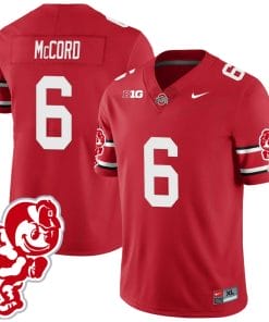 Kyle McCord Jersey #6 Ohio State Buckeyes Football 2023 Stitched Brutus Buckeye Patch Scarlet