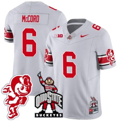 Kyle McCord Jersey #6 Ohio State Buckeyes Football Stitched Brutus Buckeye Patch Gray