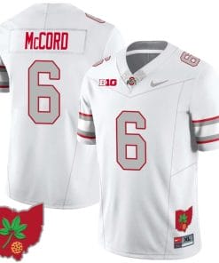 Kyle McCord Jersey #6 Ohio State Buckeyes Football Stitched Ohio Map Patch White