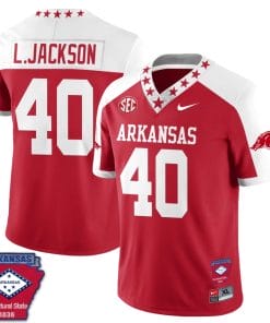 Landon Jackson Jersey #40 Arkansas Razorback Football Arkansas Patched All Stitched Red Alternate