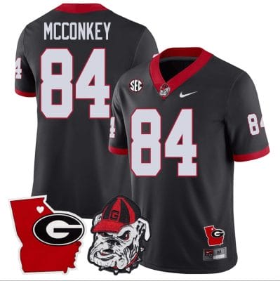 Ladd McConkey Jersey #84 Georgia Bulldogs Georgia State Map College Football Stitched Black 8 Ladd McConkey Jersey #84 Georgia Bulldogs Georgia State Map College Football Stitched Black