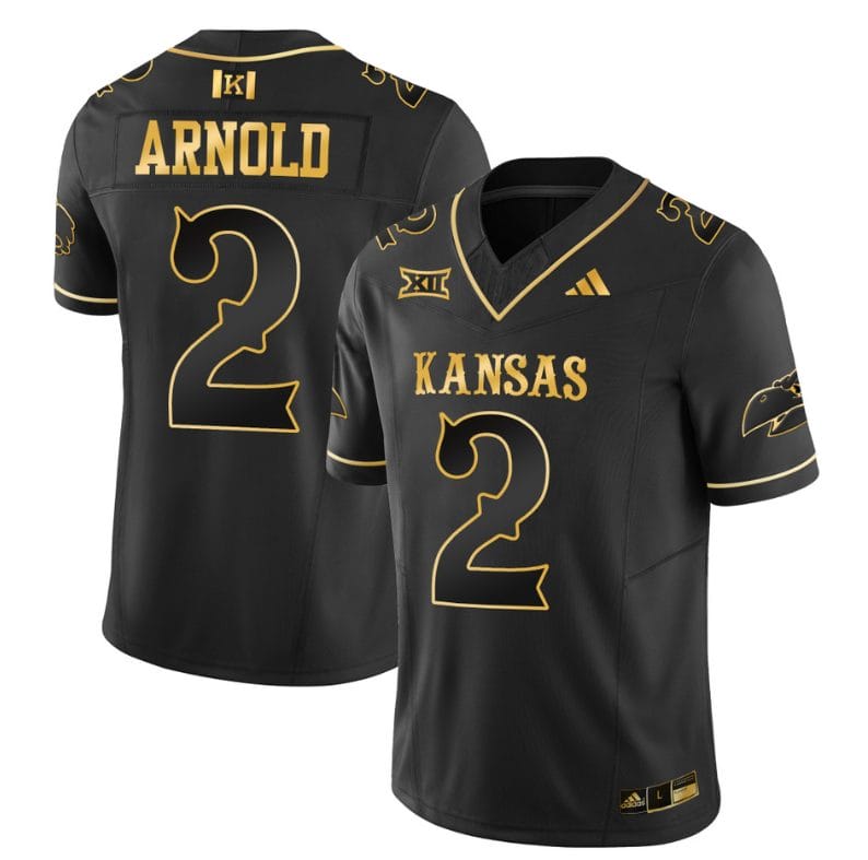 Lawrence Arnold Jersey #2 Kansas Jayhawks Blackhawk Gold Vapor Football Black Gold 1 Lawrence Arnold Jersey #2 Kansas Jayhawks Blackhawk Gold Vapor Football Black Gold