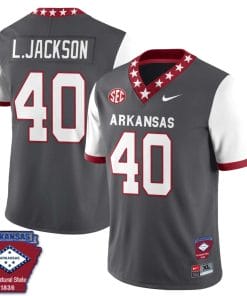 Landon Jackson Jersey #40 Arkansas Razorback Football Arkansas State Patched White Sleeves