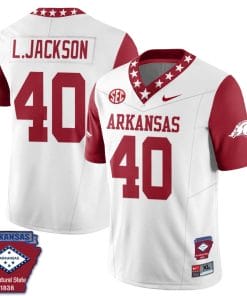 Landon Jackson Jersey #40 Arkansas Razorback Football Arkansas Patched All Stitched Red Sleeves
