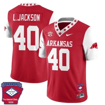 Landon Jackson Jersey #40 Arkansas Razorback Football Arkansas Patched All Stitched White Sleeves 10 Landon Jackson Jersey #40 Arkansas Razorback Football Arkansas Patched All Stitched White Sleeves