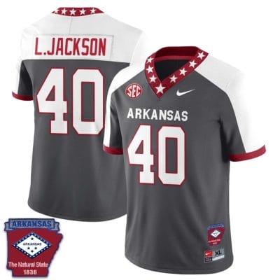 Landon Jackson Jersey #40 Arkansas Razorback Football Arkansas State Patched White Alternate