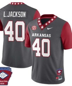 Landon Jackson Jersey #40 Arkansas Razorback Football Arkansas State Patched Red Sleeves