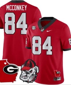 Ladd McConkey Jersey #84 Georgia Bulldogs Georgia State Map College Football Stitched Red