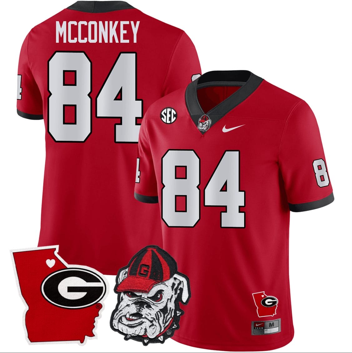 Ladd McConkey Jersey #84 Georgia Bulldogs Georgia State Map College Football Stitched Red 1 Ladd McConkey Jersey #84 Georgia Bulldogs Georgia State Map College Football Stitched Red