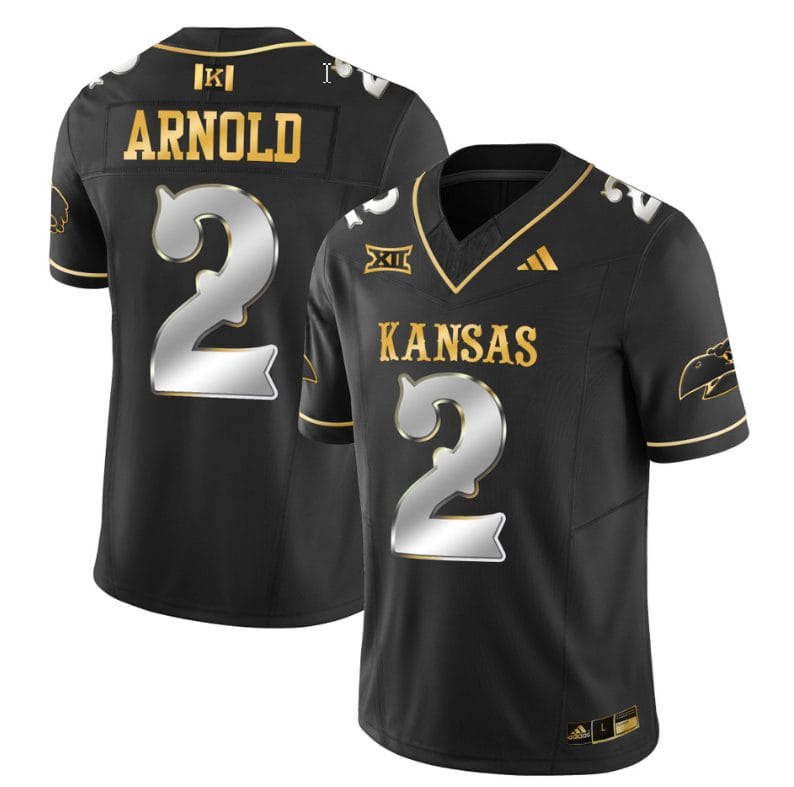 Lawrence Arnold Jersey #2 Kansas Jayhawks Blackhawk Gold Vapor Football Black Limited 1 Lawrence Arnold Jersey #2 Kansas Jayhawks Blackhawk Gold Vapor Football Black Limited
