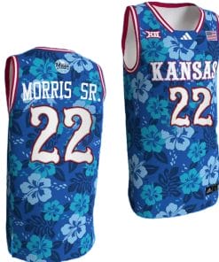 Marcus Morris Sr Jersey #22 Kansas Jayhawks Bill Self Game College Basketball Blue Maui Strong