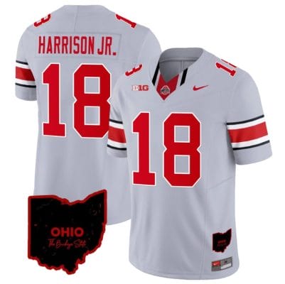 Marvin Harrison Jr Jersey #18 Ohio State Buckeyes College Football Stitched Special Vapor Limited Ohio Patch Gray 8 Marvin Harrison Jr Jersey #18 Ohio State Buckeyes College Football Stitched Special Vapor Limited Ohio Patch Gray