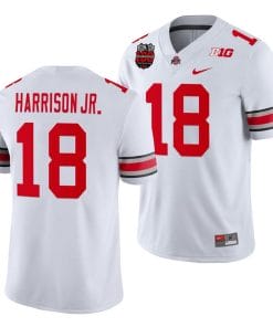 Marvin Harrison Jr Jersey #18 Ohio State Buckeyes Ohio Stadium Patch College Football White