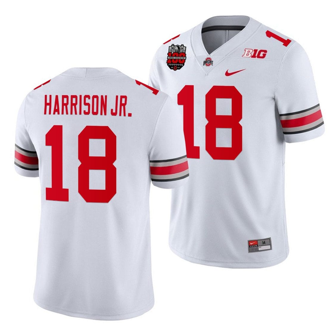 Marvin Harrison Jr Jersey #18 Ohio State Buckeyes Ohio Stadium Patch College Football White 1 Marvin Harrison Jr Jersey #18 Ohio State Buckeyes Ohio Stadium Patch College Football White