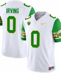 Mar'Keise Irving Jersey #0 Oregon Ducks ‘Mighty Oregon’ 1984 Throwback Football Uniforms Green Sleeves