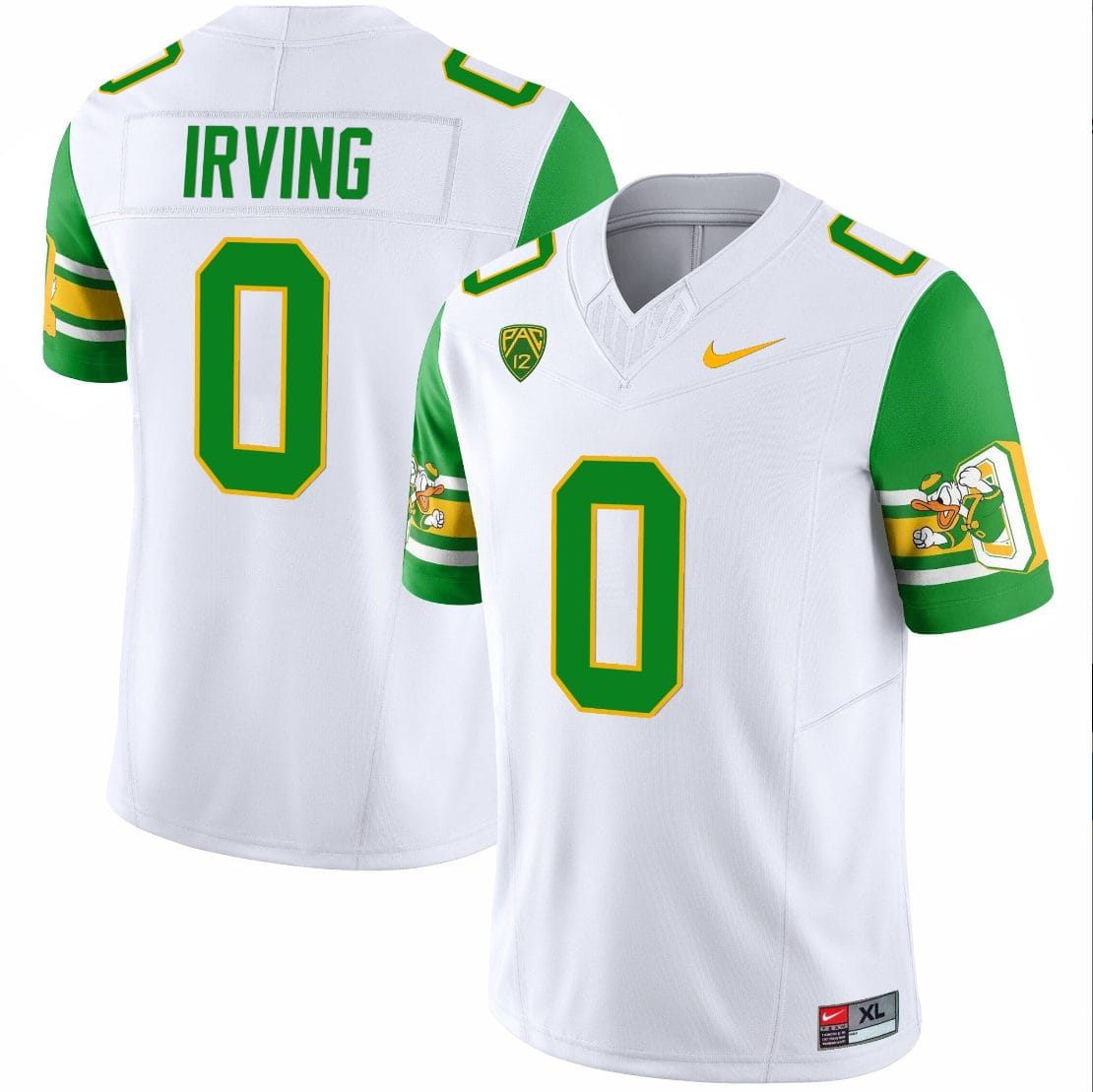 Mar'Keise Irving Jersey #0 Oregon Ducks ‘Mighty Oregon’ 1984 Throwback Football Uniforms Green Sleeves 1 Mar'Keise Irving Jersey #0 Oregon Ducks ‘Mighty Oregon’ 1984 Throwback Football Uniforms Green Sleeves