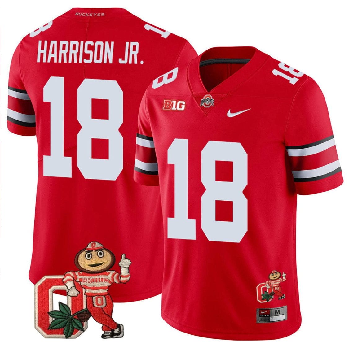 Marvin Harrison Jr Jersey #18 Ohio State Buckeyes Mascot Patch College Football Scarlet 1 Marvin Harrison Jr Jersey #18 Ohio State Buckeyes Mascot Patch College Football Scarlet