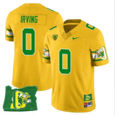 Mar'Keise Irving Jersey #0 Oregon Ducks ‘Mighty Oregon’ Throwback Football Oregon State Yellow