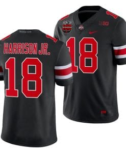 Marvin Harrison Jr Jersey #18 Ohio State Buckeyes Ohio Stadium Patch College Football Black