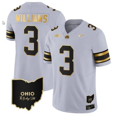 Miyan Williams Jersey #3 Ohio State Buckeyes College Football Stitched Vapor Limited Gold Ohio Patch Gray Gold
