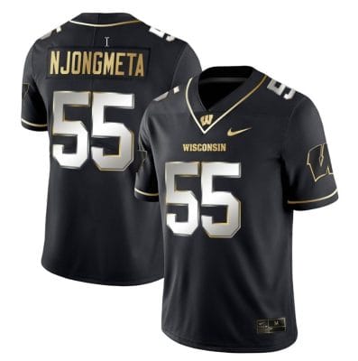 Maema Njongmeta Jersey #55 Wisconsin Badgers Gold Vapor College Football Black Limited 8 Maema Njongmeta Jersey #55 Wisconsin Badgers Gold Vapor College Football Black Limited
