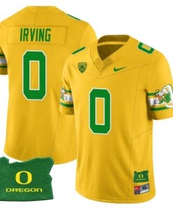 Mar'Keise Irving Jersey #0 Oregon Ducks ‘Mighty Oregon’ Throwback Football Uniforms Oregon State Patch Yellow