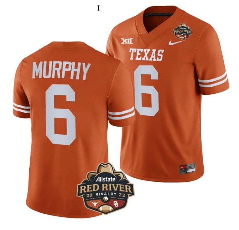 Maalik Murphy Jersey #6 Texas Longhorn Jersey Allstate Red River Vivalry Patch College Football Orange 1 Maalik Murphy Jersey #6 Texas Longhorn Jersey Allstate Red River Vivalry Patch College Football Orange