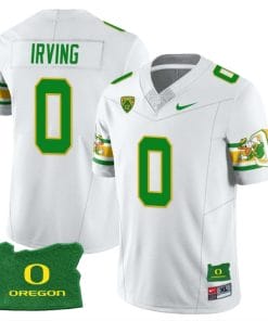 Mar'Keise Irving Jersey #0 Oregon Ducks ‘Mighty Oregon’ Throwback Football Uniforms Oregon State Patch White