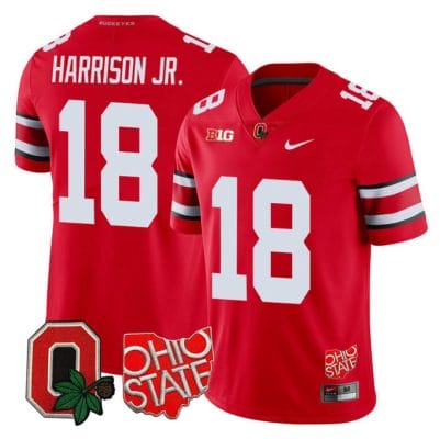 Marvin Harrison Jr Jersey #18 Ohio State Buckeyes College Football Stitched Scarlet 8 Marvin Harrison Jr Jersey #18 Ohio State Buckeyes College Football Stitched Scarlet