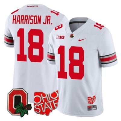 Marvin Harrison Jr Jersey #18 Ohio State Buckeyes College Football Stitched White 8 Marvin Harrison Jr Jersey #18 Ohio State Buckeyes College Football Stitched White