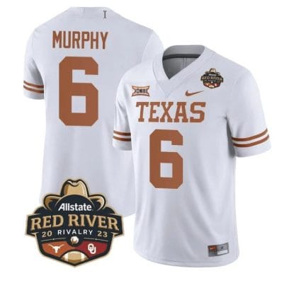 Maalik Murphy Jersey #6 Texas Longhorn Jersey Allstate Red River Vivalry Patch College Football White 8 Maalik Murphy Jersey #6 Texas Longhorn Jersey Allstate Red River Vivalry Patch College Football White