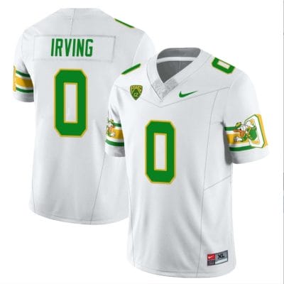 Mar'Keise Irving Jersey #0 Oregon Ducks ‘Mighty Oregon’ Throwback Football Uniforms White